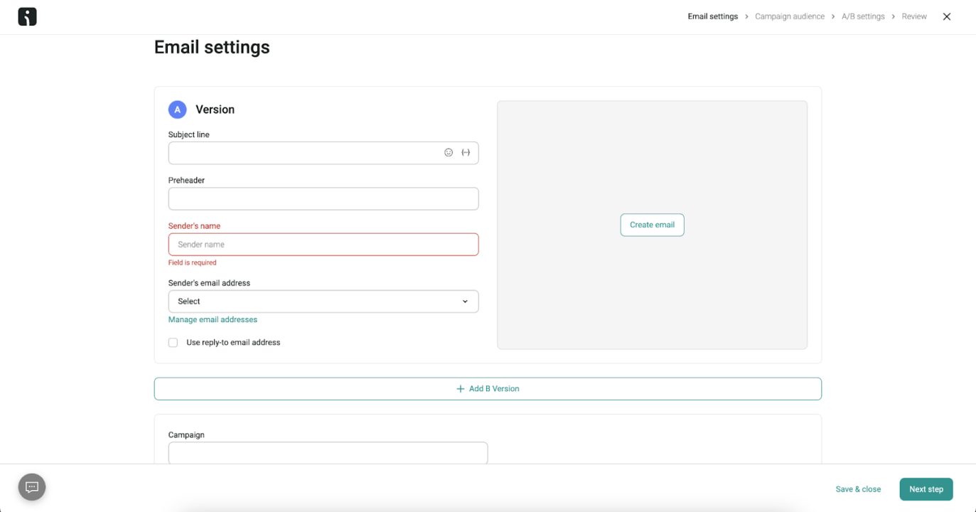 A/B testing for landing page optimization from Omnisend