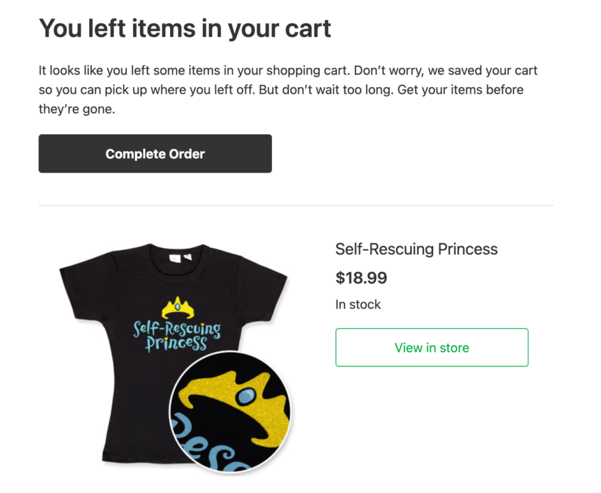 Email must-haves for online stores: abandoned cart email