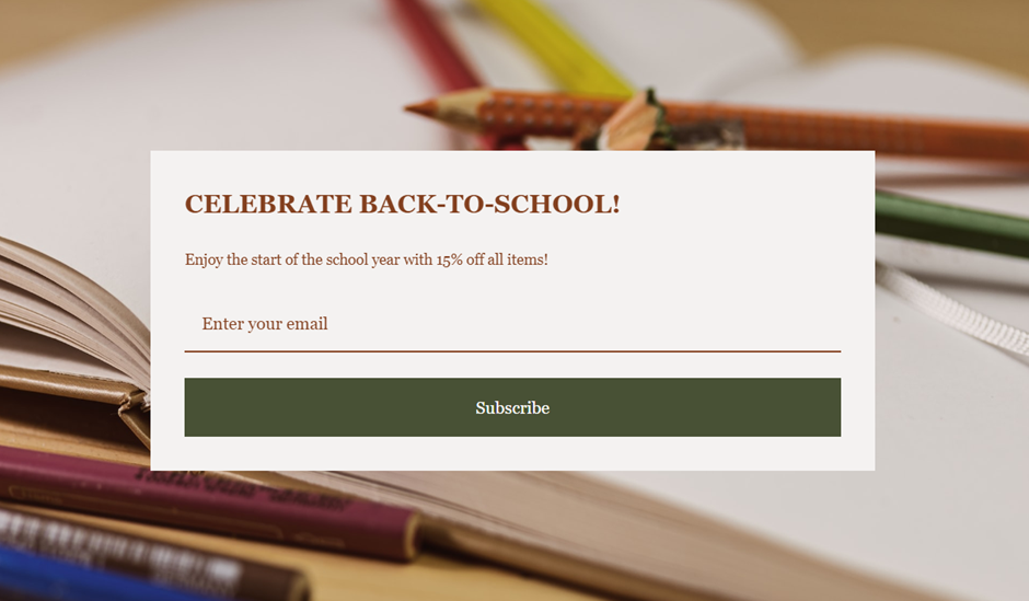 back-to-school popup