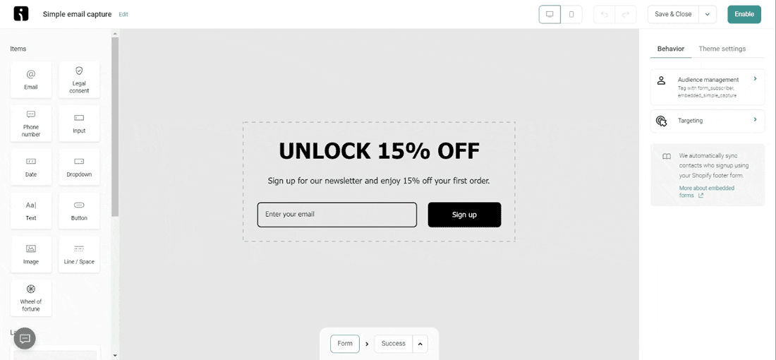 Customize form
