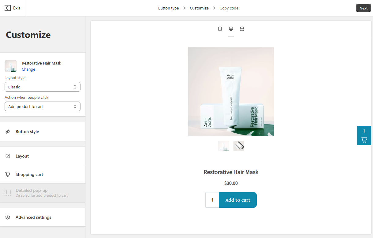 How to Integrate Shopify for WordPress: customizing a buy button