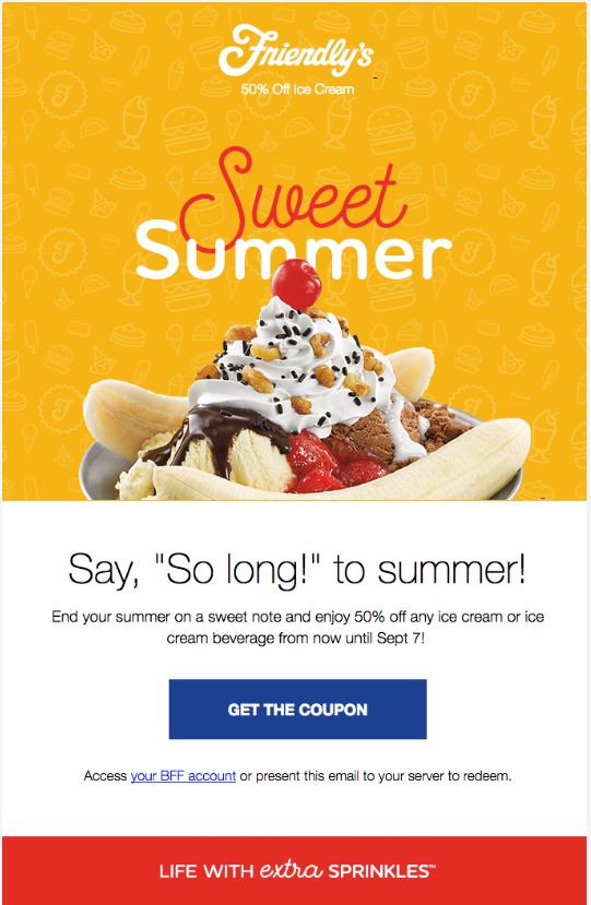 Restaurant email marketing: friendly's email