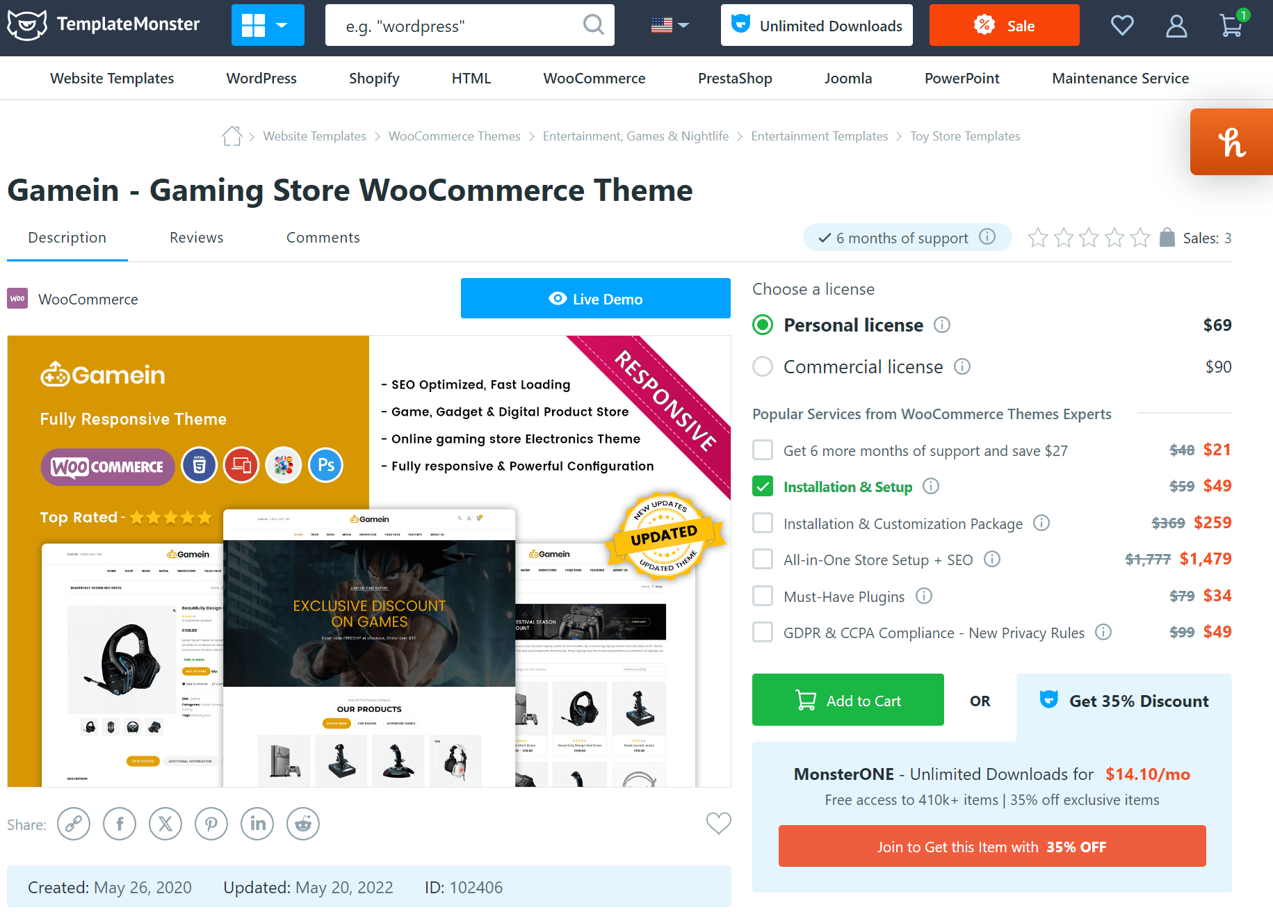 best WooCommerce themes: gamein