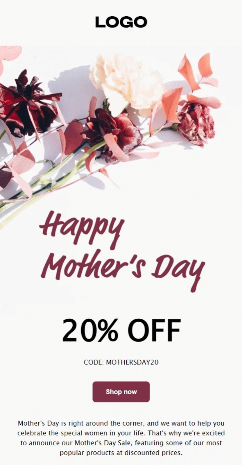 Sales promotion example: event-based email template from Omnisend