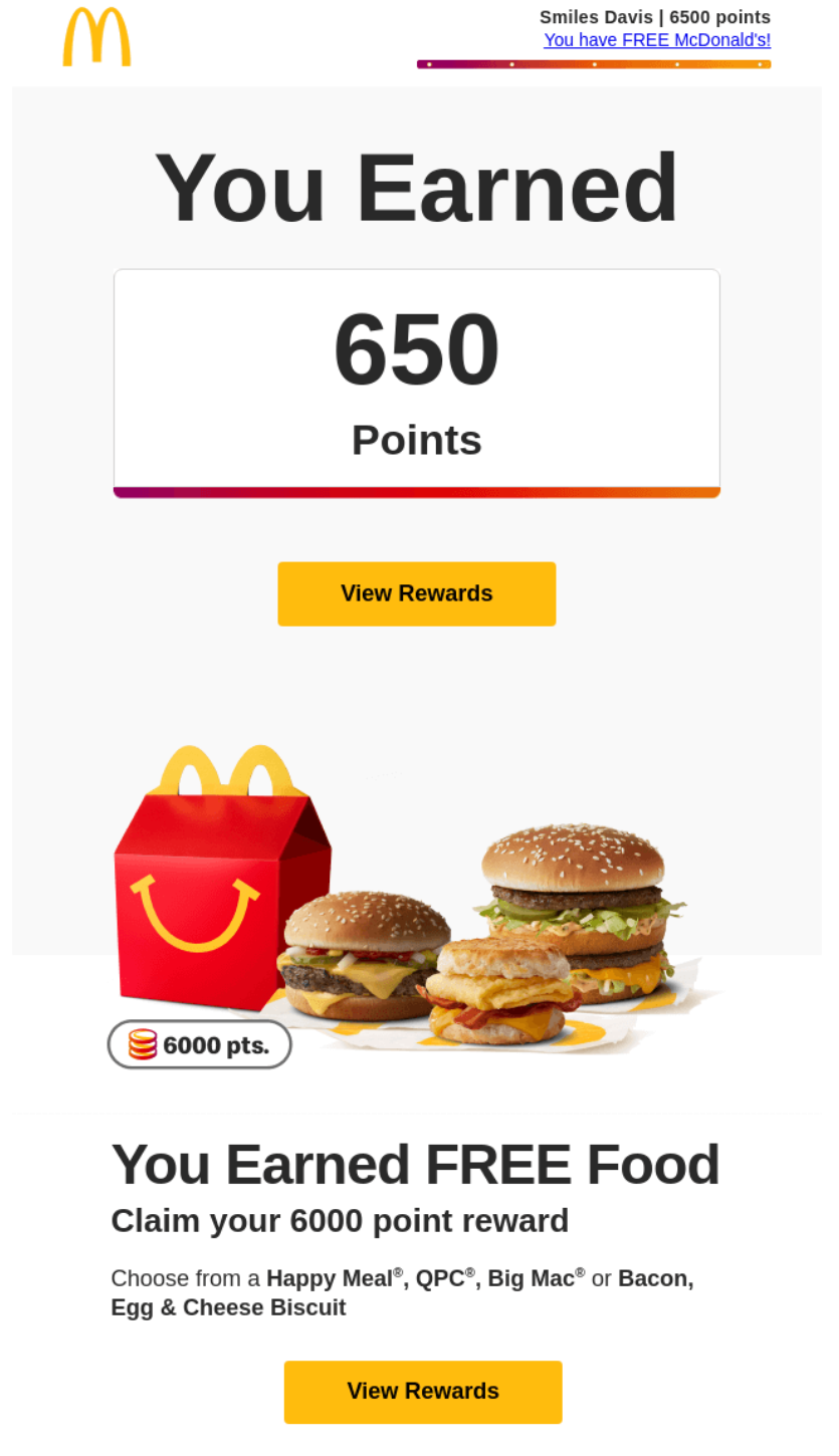 Sales promotion example: loyalty program promotion from McDonald's