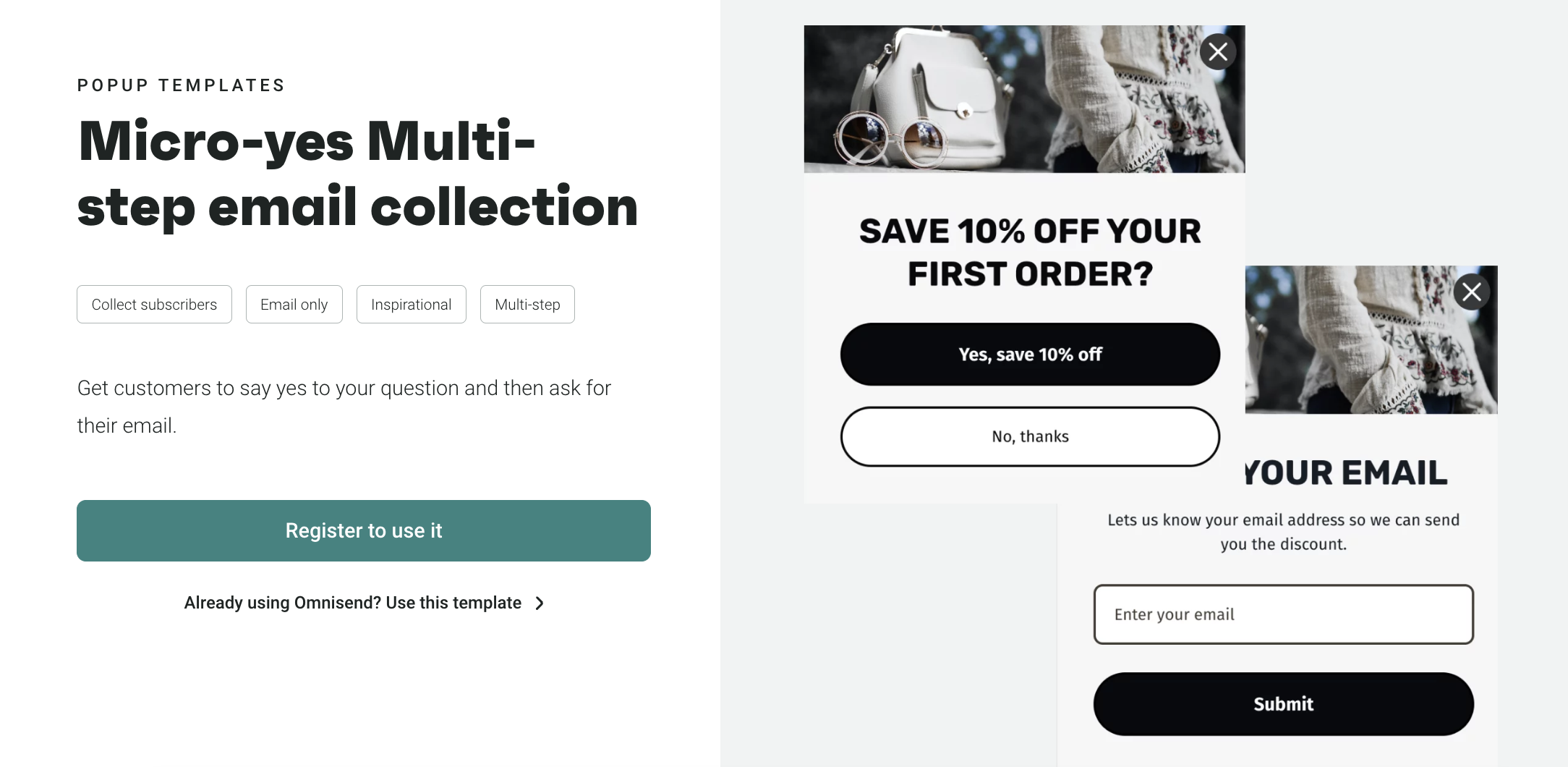 Omnisend multi-step popup