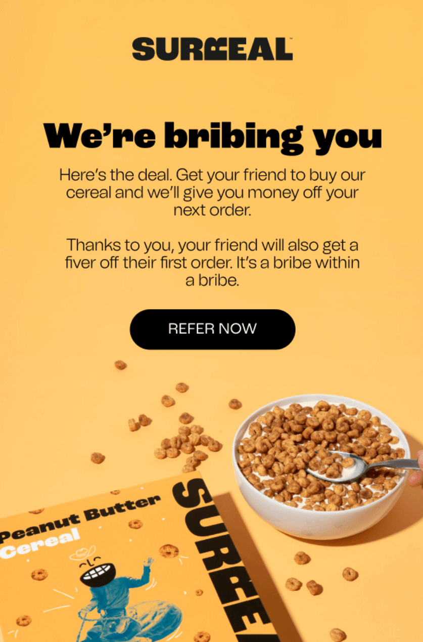 Sales promotion example: referral discount from surreal