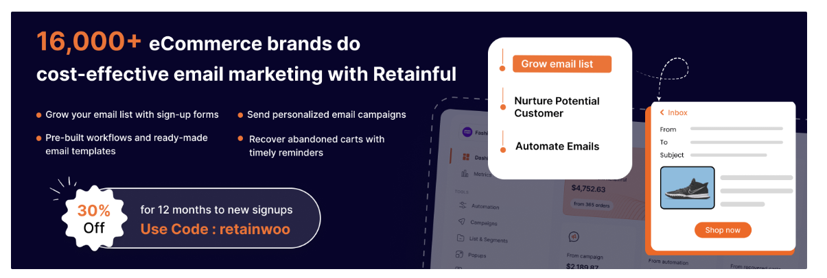 woocommerce abandoned cart plugin: retainful