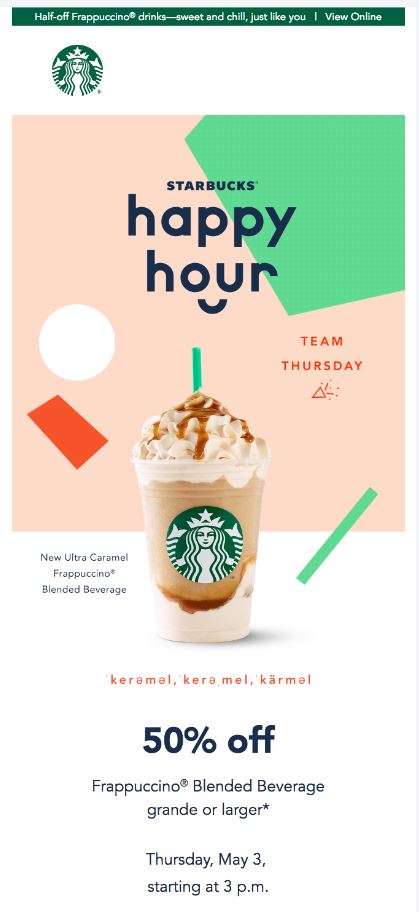 Restaurant email marketing: starbucks' email