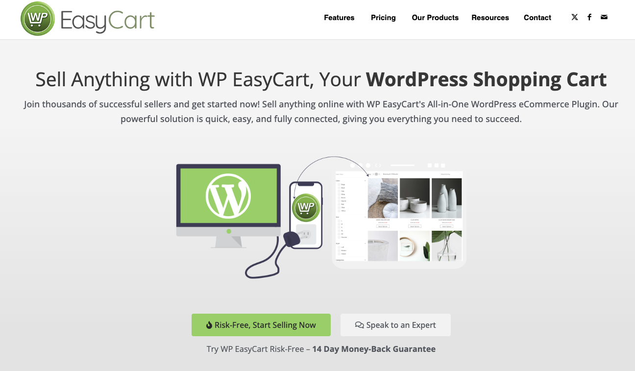 WP EasyCart homepage