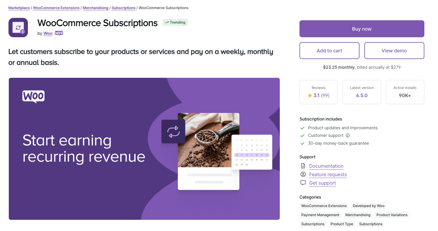 best WooCommerce subscription plugins: woocommerce subcriptions