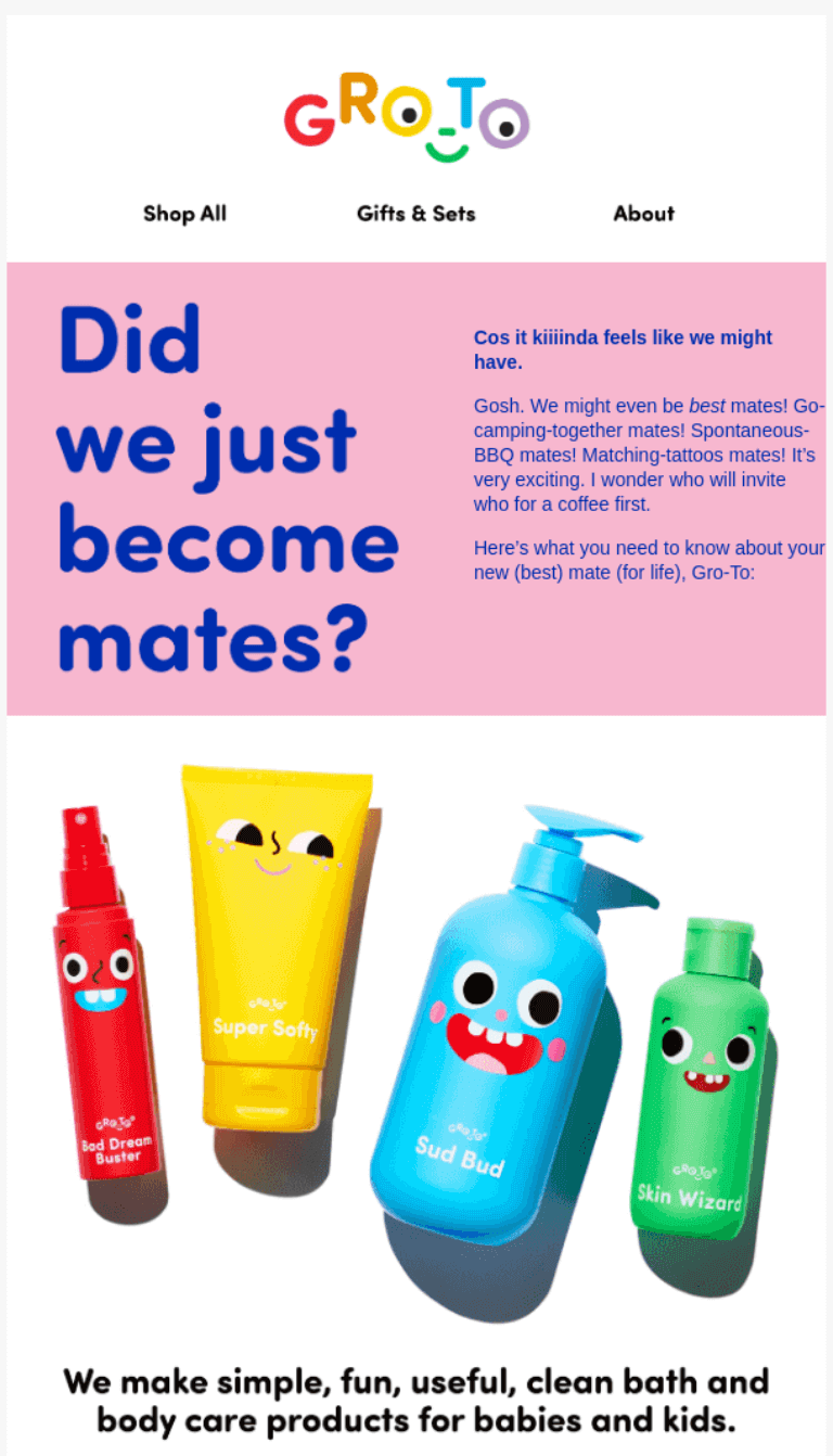 best body care email examples: gro-to