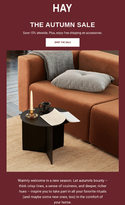 HAY autumn sale newsletter