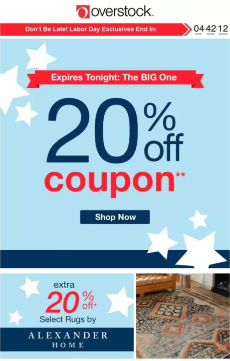 overstock countdown email example