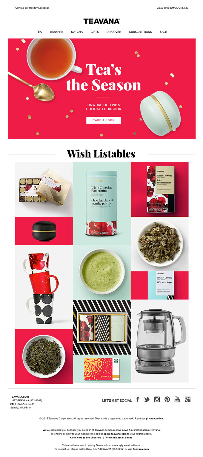 tea email marketing examples: teavana