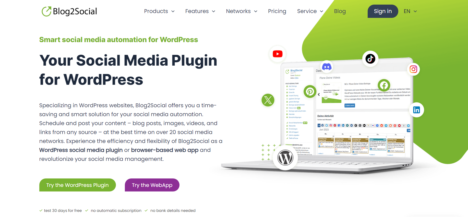 Blog2Social homepage