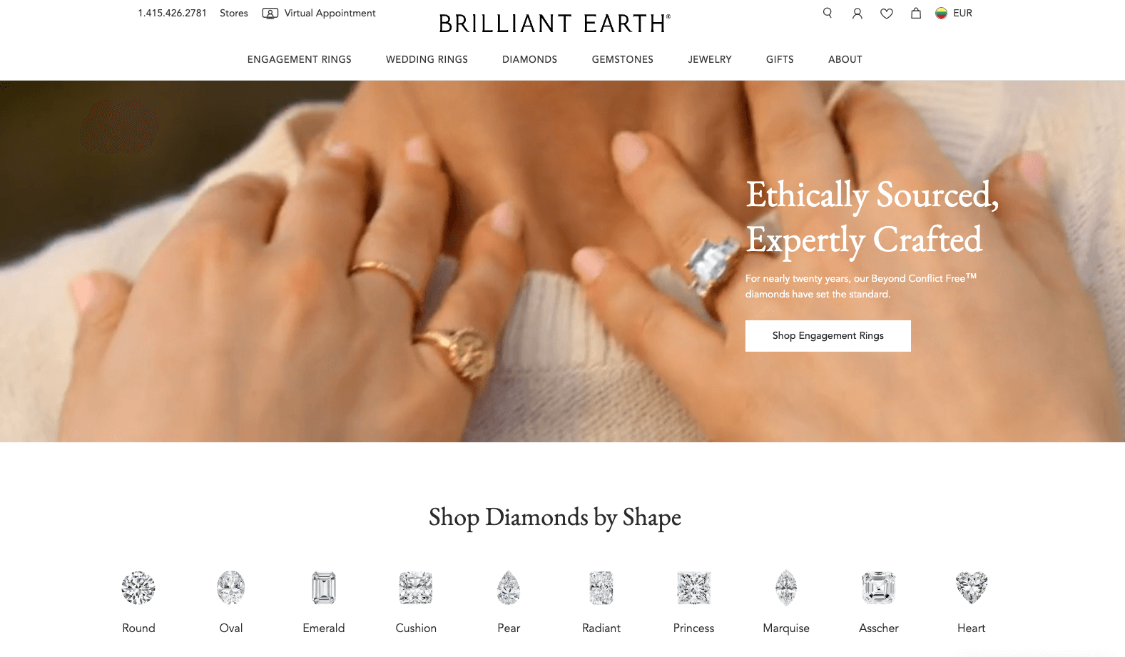 brilliant earth homepage