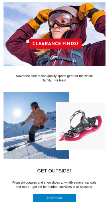 Clearance email example by Decathlon USA