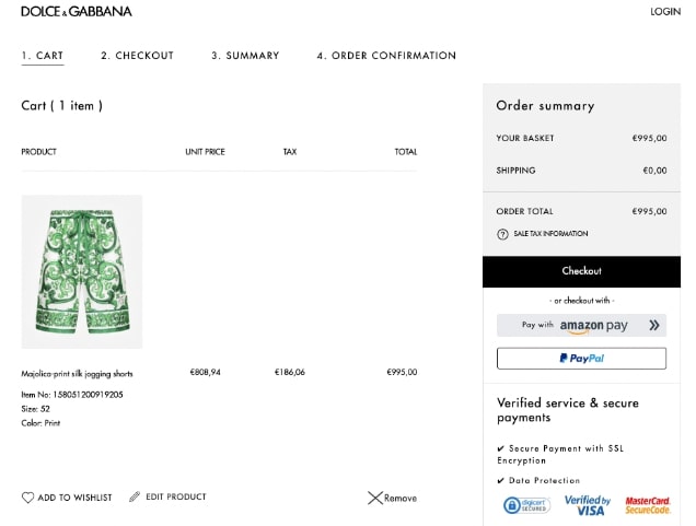 Dolce & Gabbana — Add trust signals