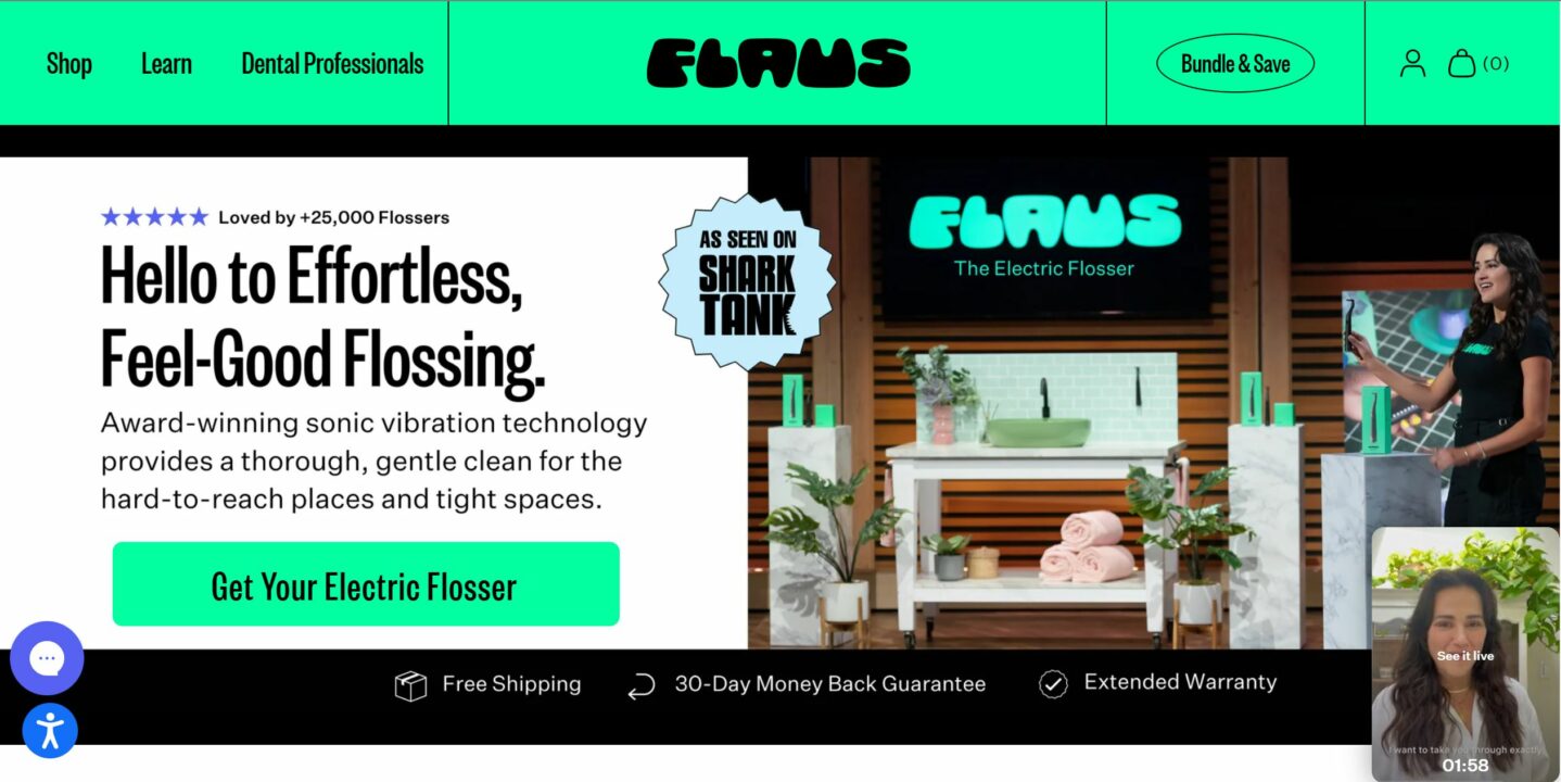 Shopify landing page example by Flaus