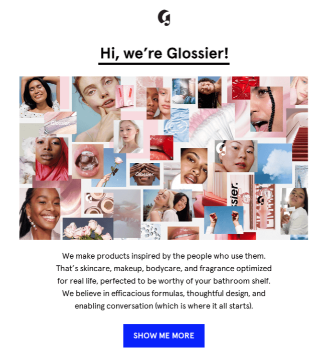 glossier welcome email