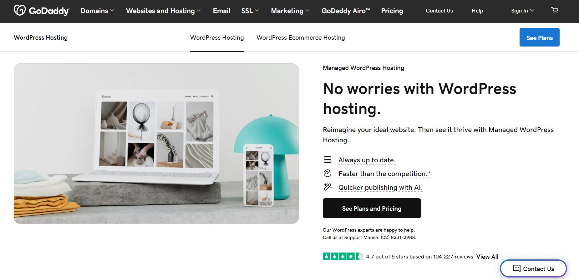 best WordPress hosting providers: godaddy