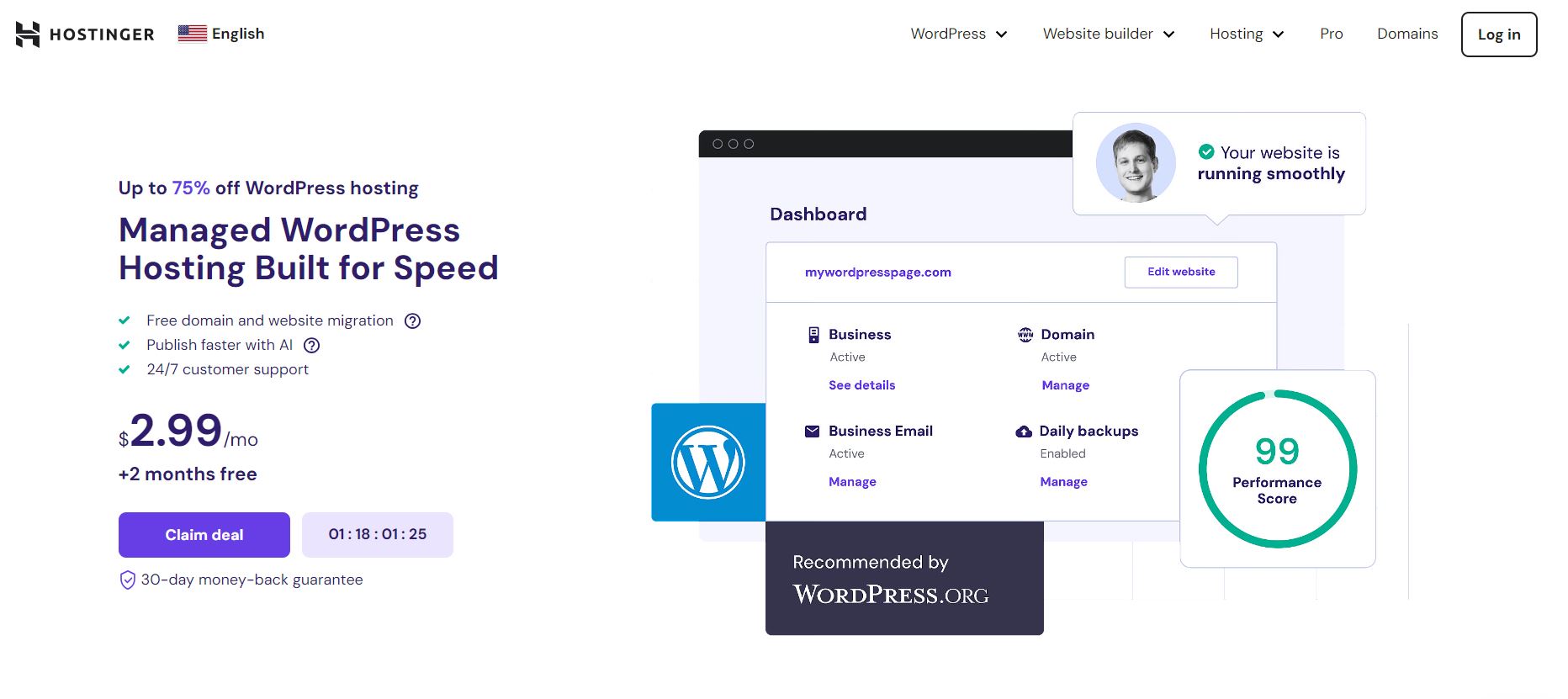 best WordPress hosting providers: hostinger