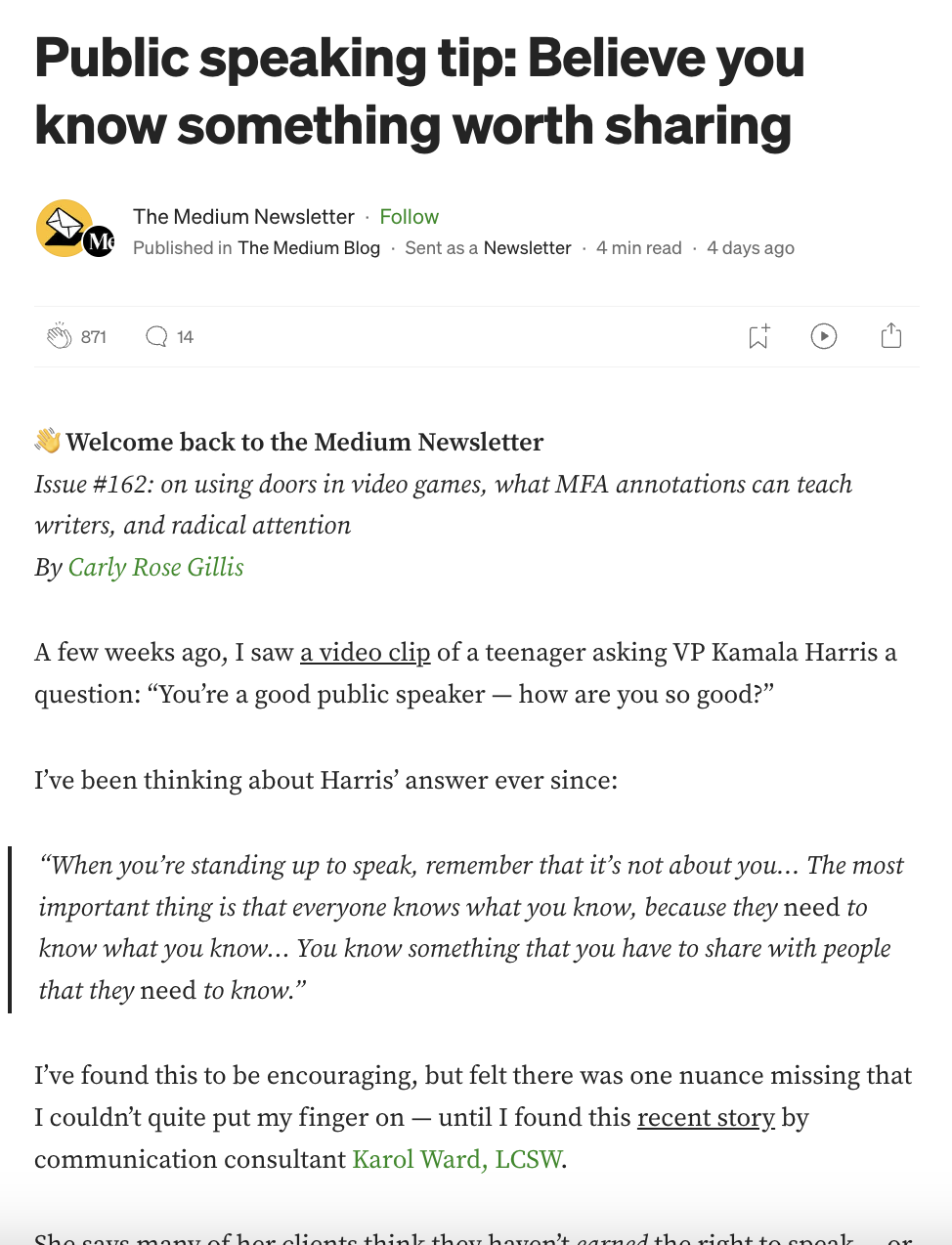medium newsletter