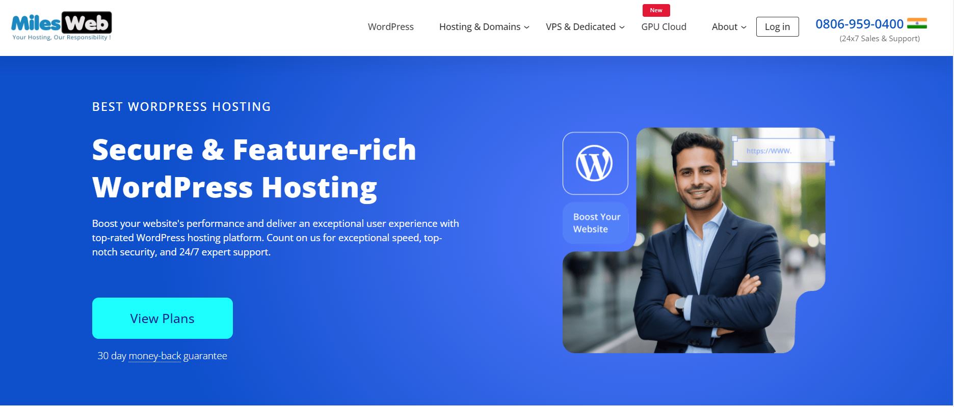 best WordPress hosting providers: milesweb
