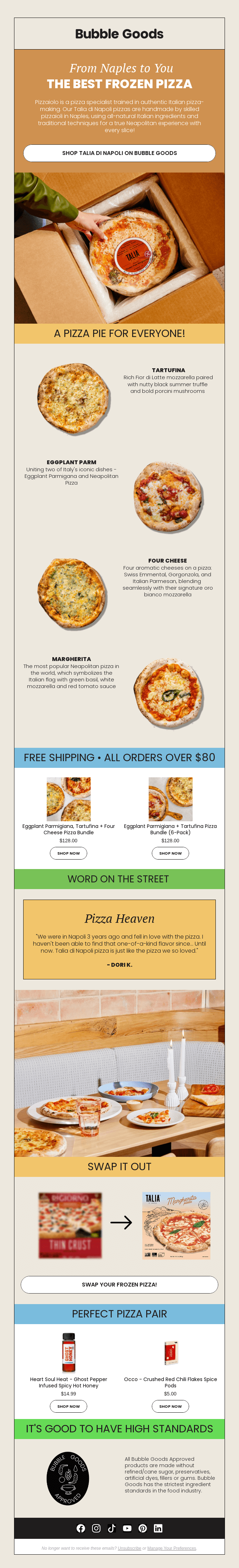 bubble goods national pizza week email