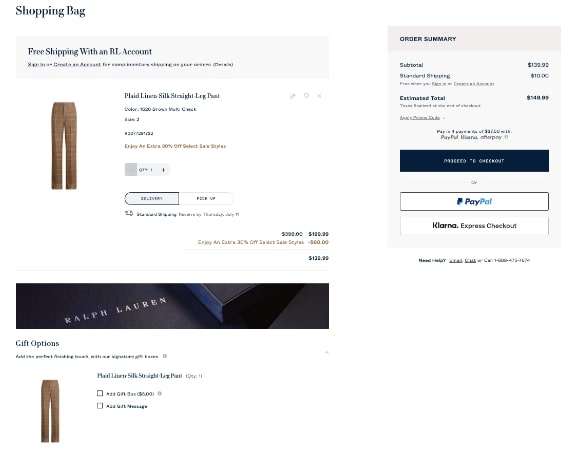 Ralph Lauren — Show gift options