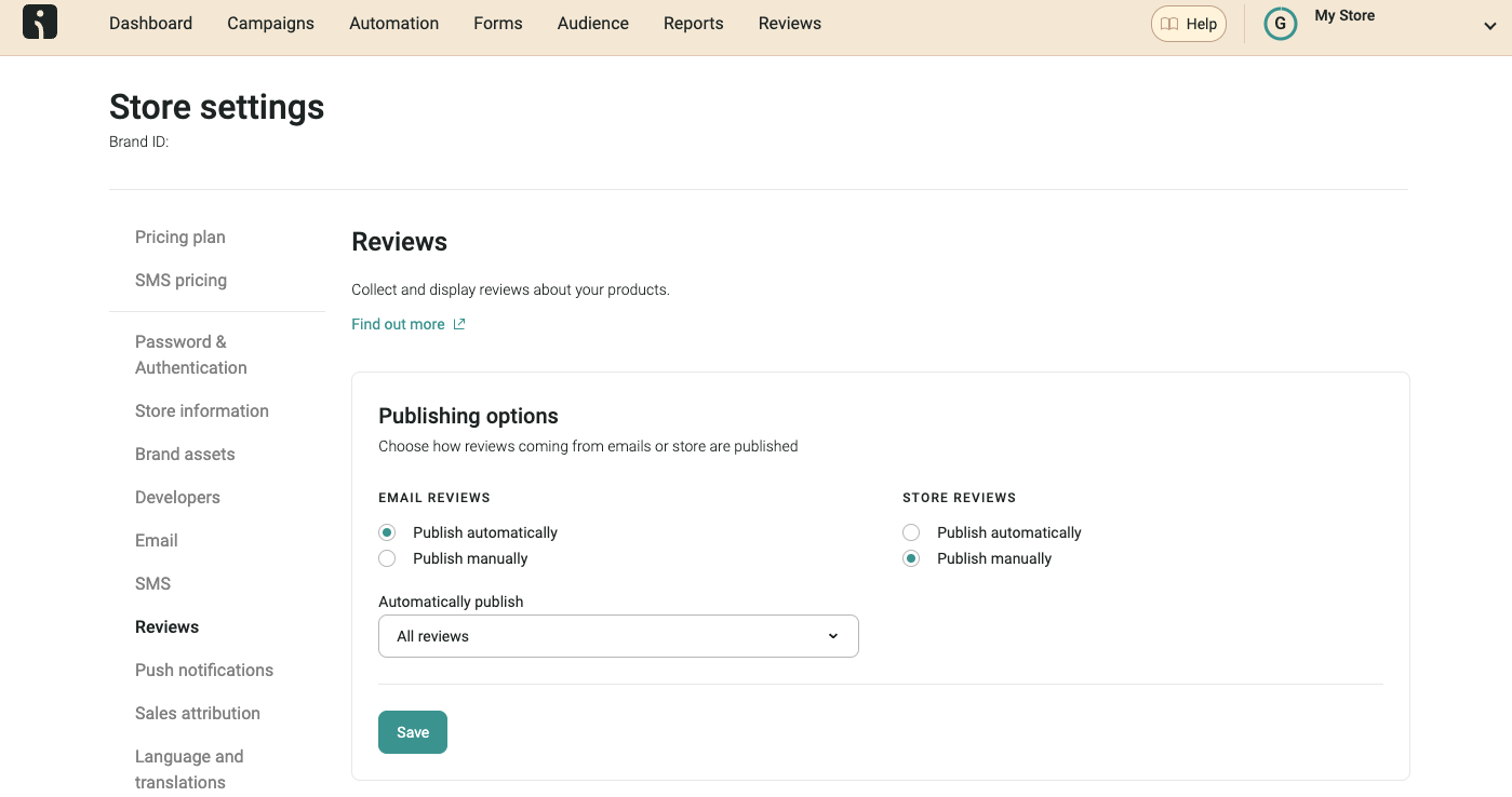 review page on Omnisend