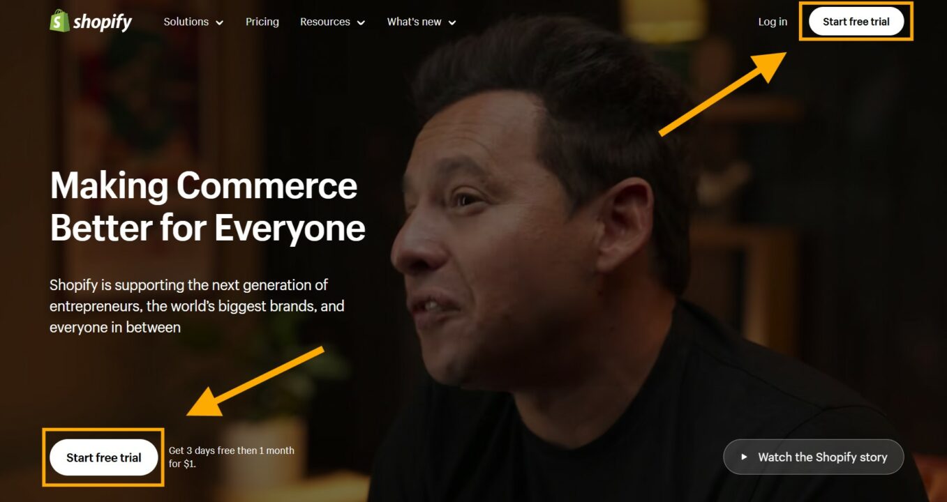 how to start a shopify store: shopify homepage