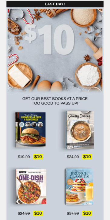 Clearance email example by Taste of Home