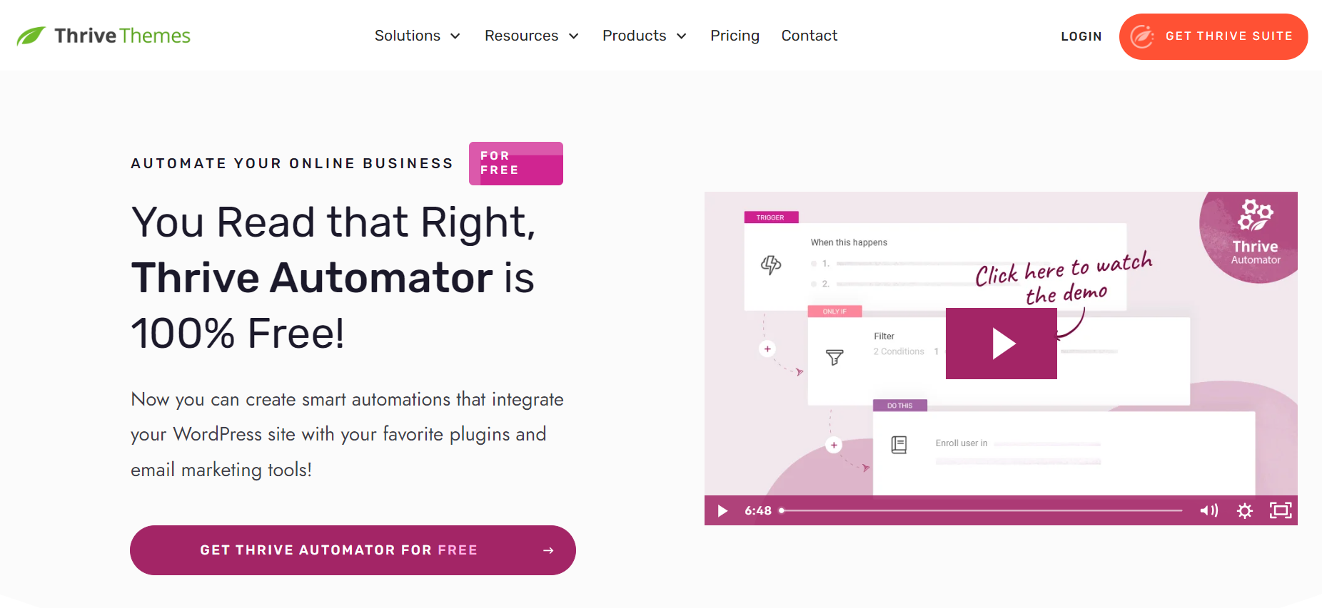 Thrive Automator homepage