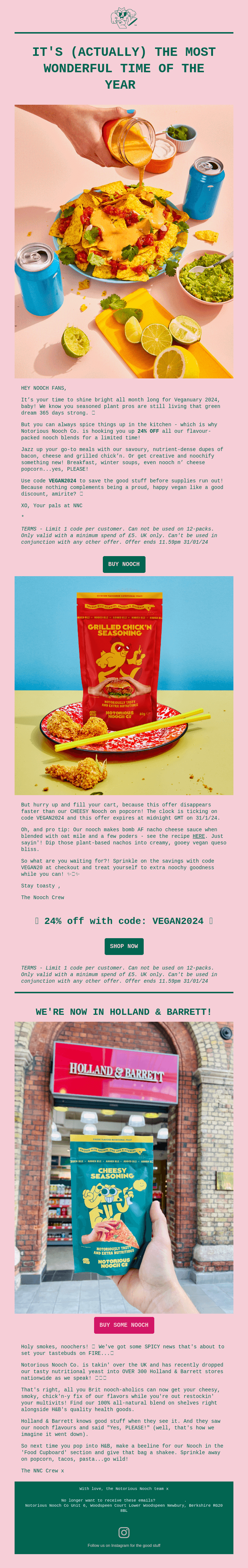 january newsletter ideas: notorious nooch veganuary email