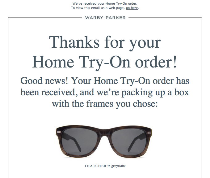 warby parker thank you email