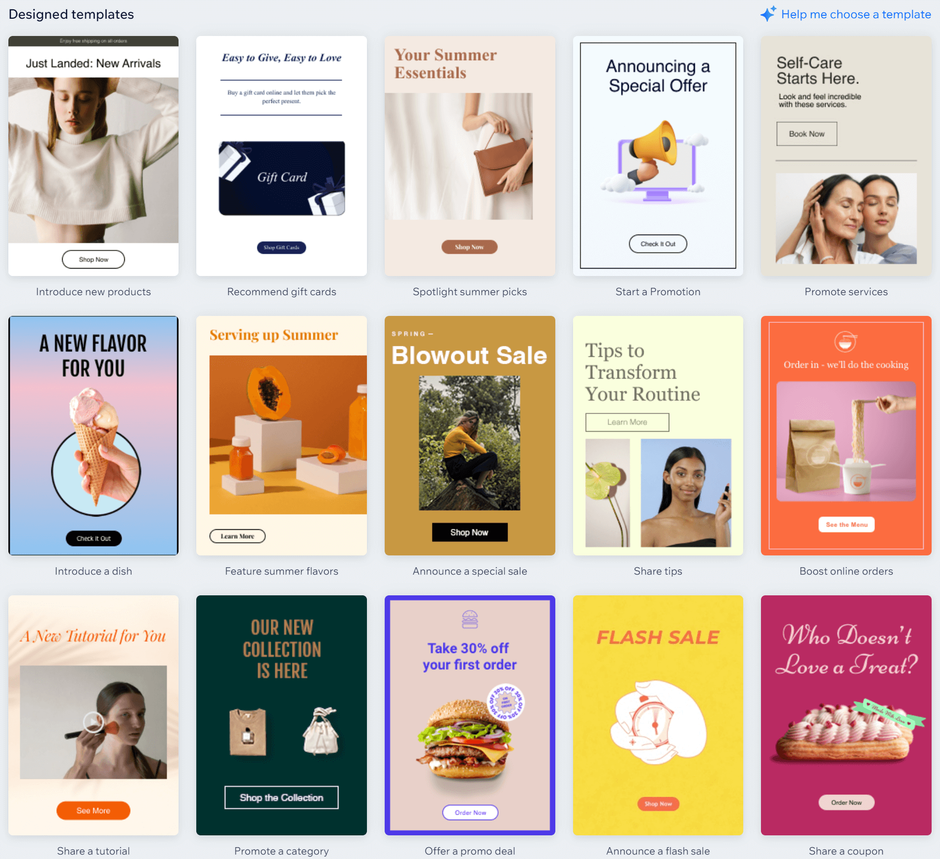 wix email templates