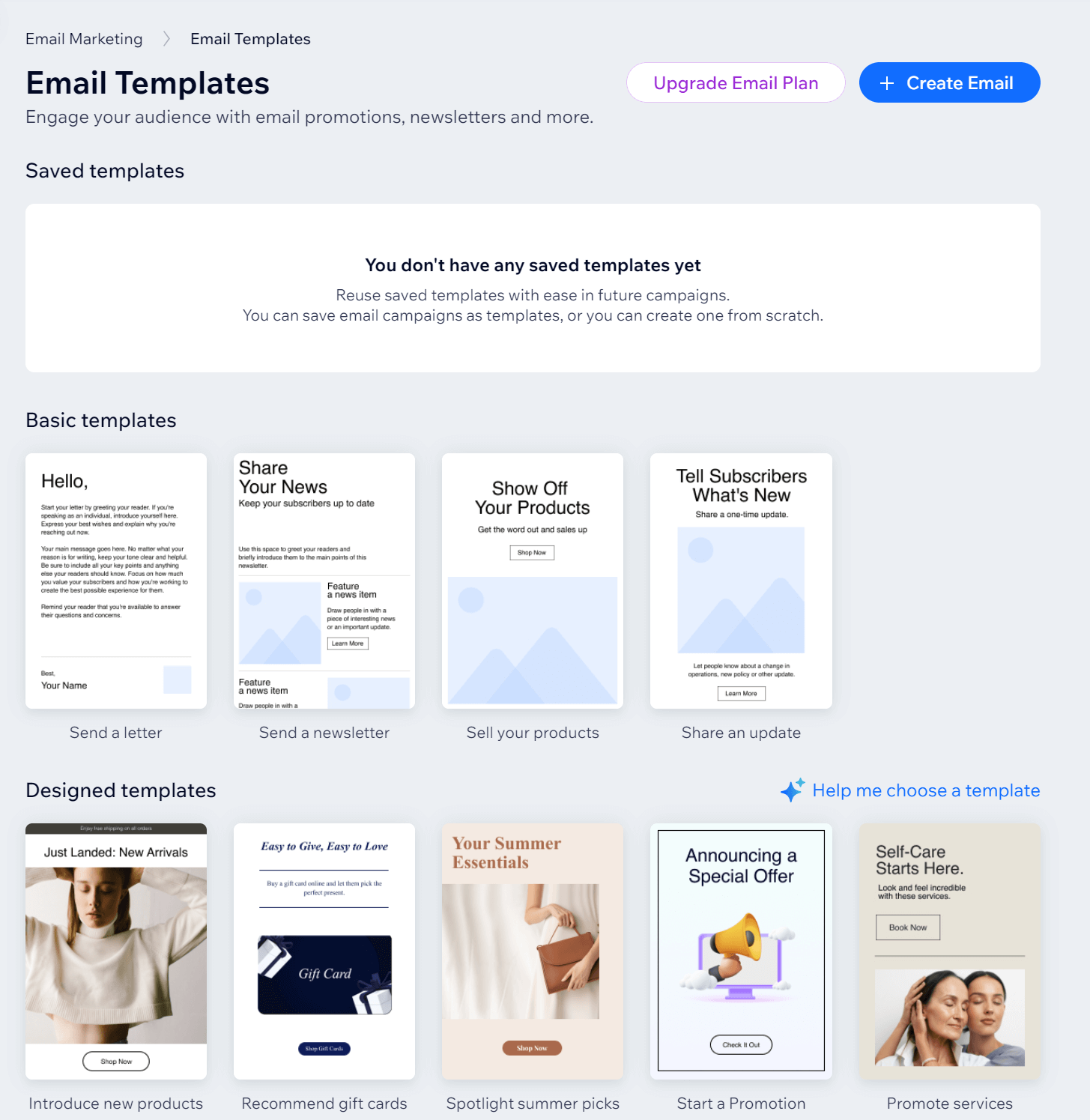 wix email templates