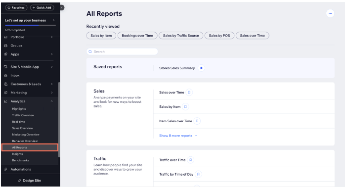 wix reporting