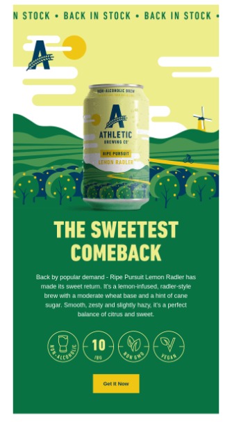 back-in-stock email by athletic brewing
