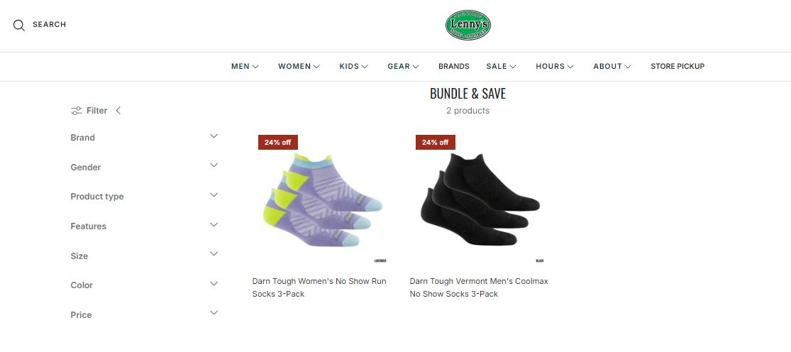 a dedicated page for bundles by Lenny's