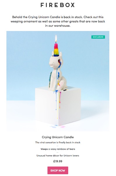 back-in-stock email by firebox