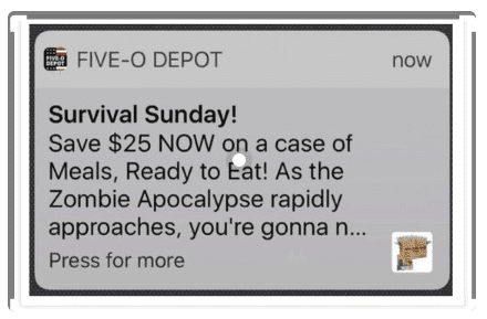 Quirky copy with a promotional offer by Five-O Depot