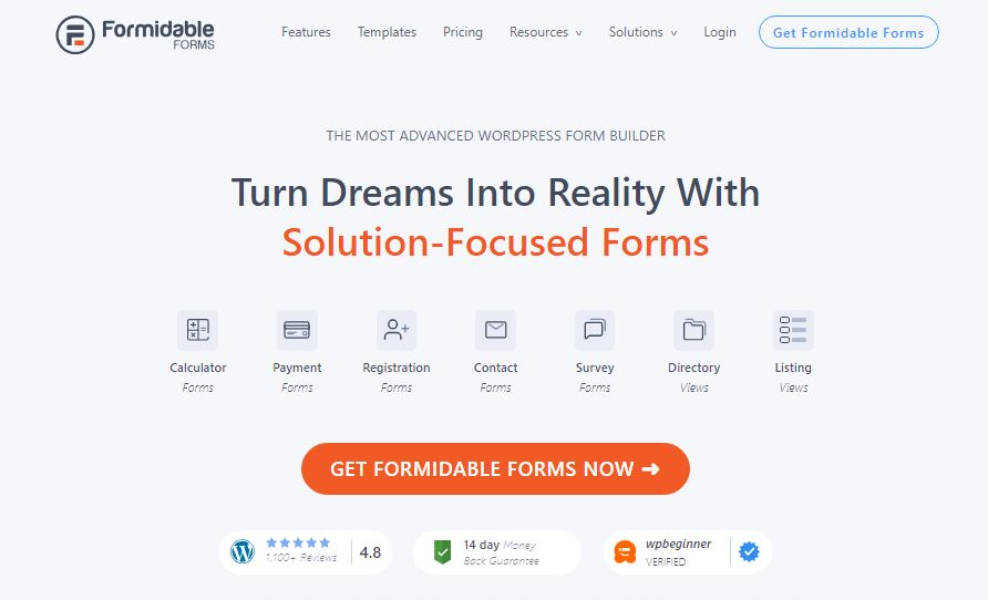 formidable forms homepage