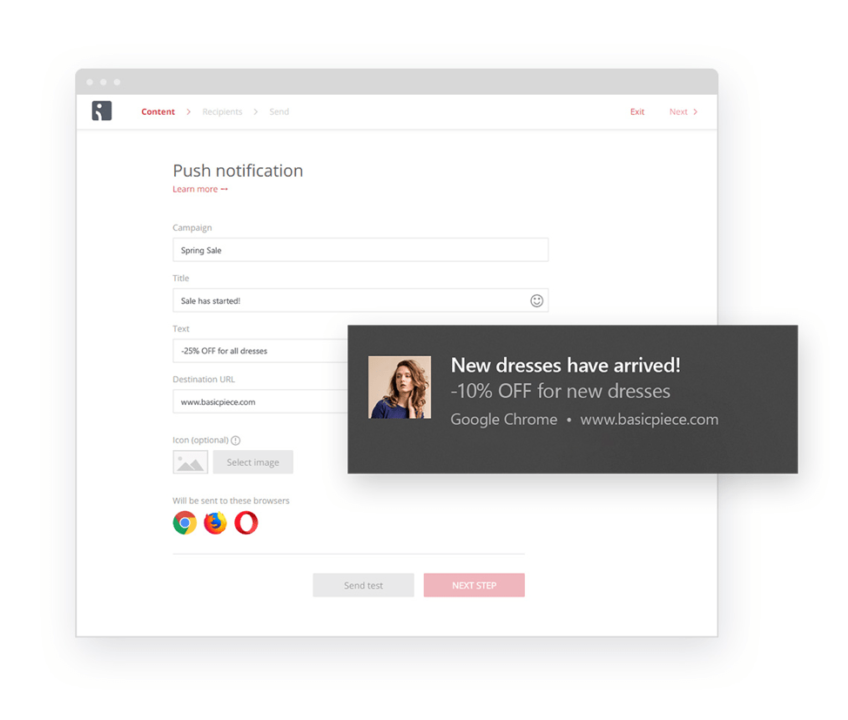 Promotional message with customization options by Omnisend