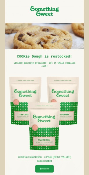 back-in-stock email by something sweet