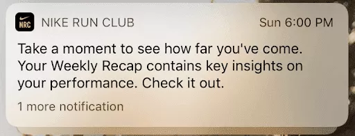Engagement-driven progress update by Nike