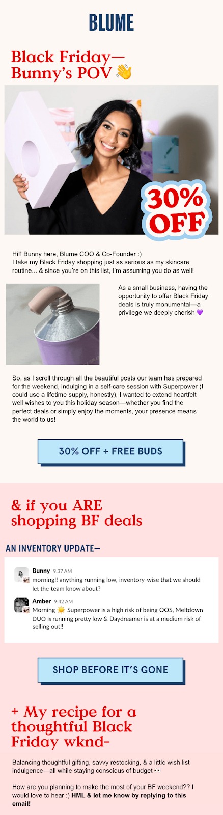 blume black friday email