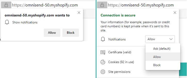 Browser/web push notifications